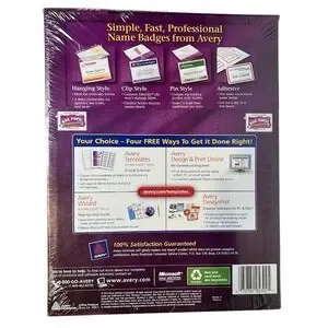Avery | Office | Avery 5392 Name Badge Insert Refills 3x4 White ...
